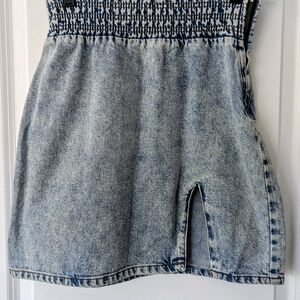 BDG Blue Denim Skirt with Side Slit Sz Small Petite